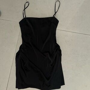 Oh Polly Black Satin Dress